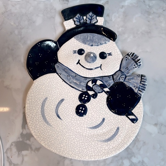 Dedham Pottery Snowman Serving Plate - Picture 1 of 9